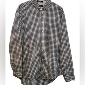 Tommy Hilfiger Casual Men Button Up L Plaid Blue/Green